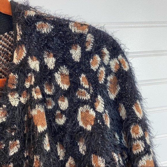Anthropologie Feathered Leo Cardigan by La Fee Verte - Sz Small Black Motif - Picture 3 of 13